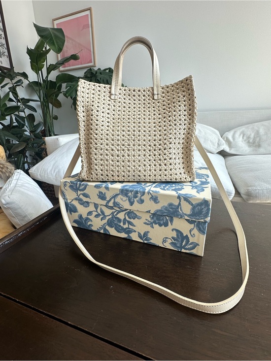 Clare V. Handbags - Woven Cream Tote with Long Adjustable Strap